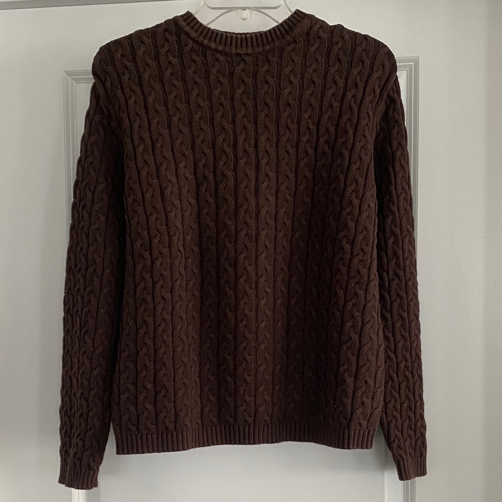 Karen Scott Women’s Dark Brown Cable Knit Sweater